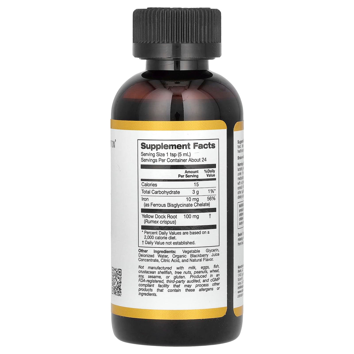 California Gold Nutrition Iron Ferrous Bisglycinate Liquid - 4 fl oz - image 2