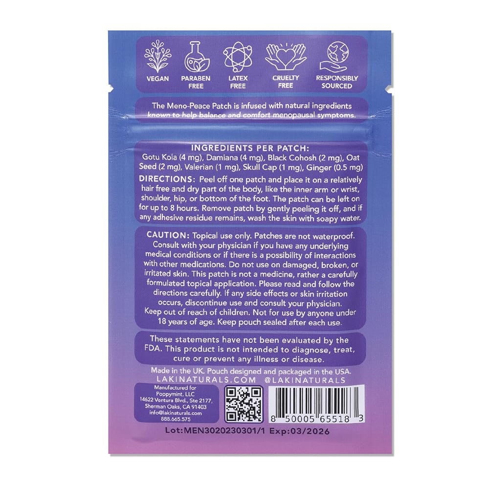 Laki Naturals Meno-Peace Patch Menopause Support - 15 Patches - image 2