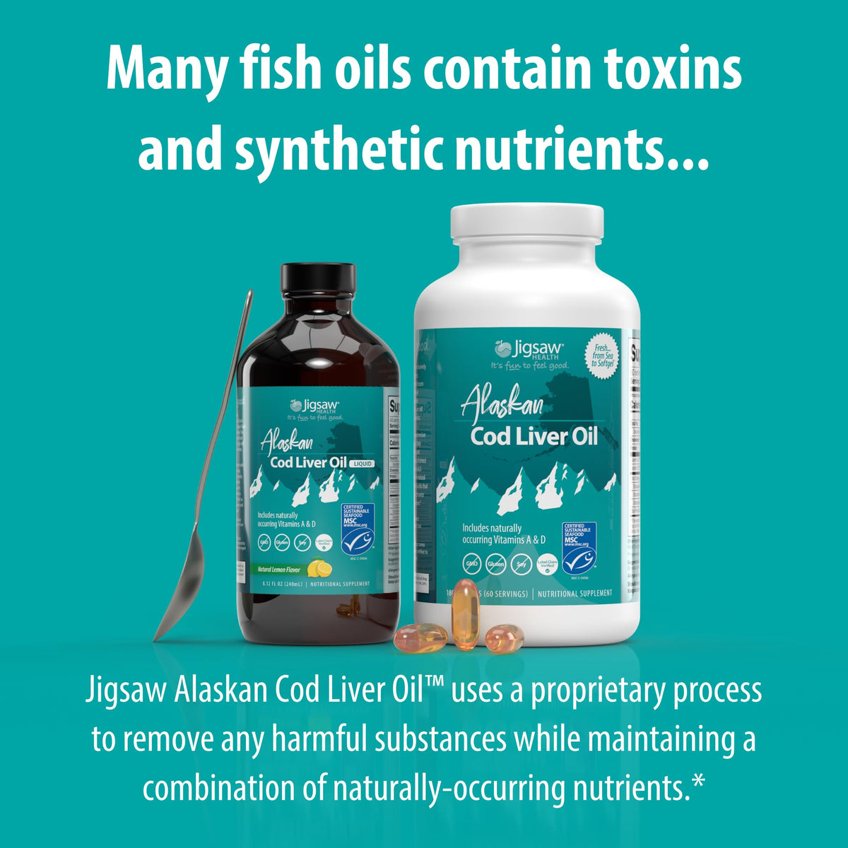 Jigsaw Health Alaskan Cod Liver Oil 900 mg Omega-3 - 180 Softgels - image 5