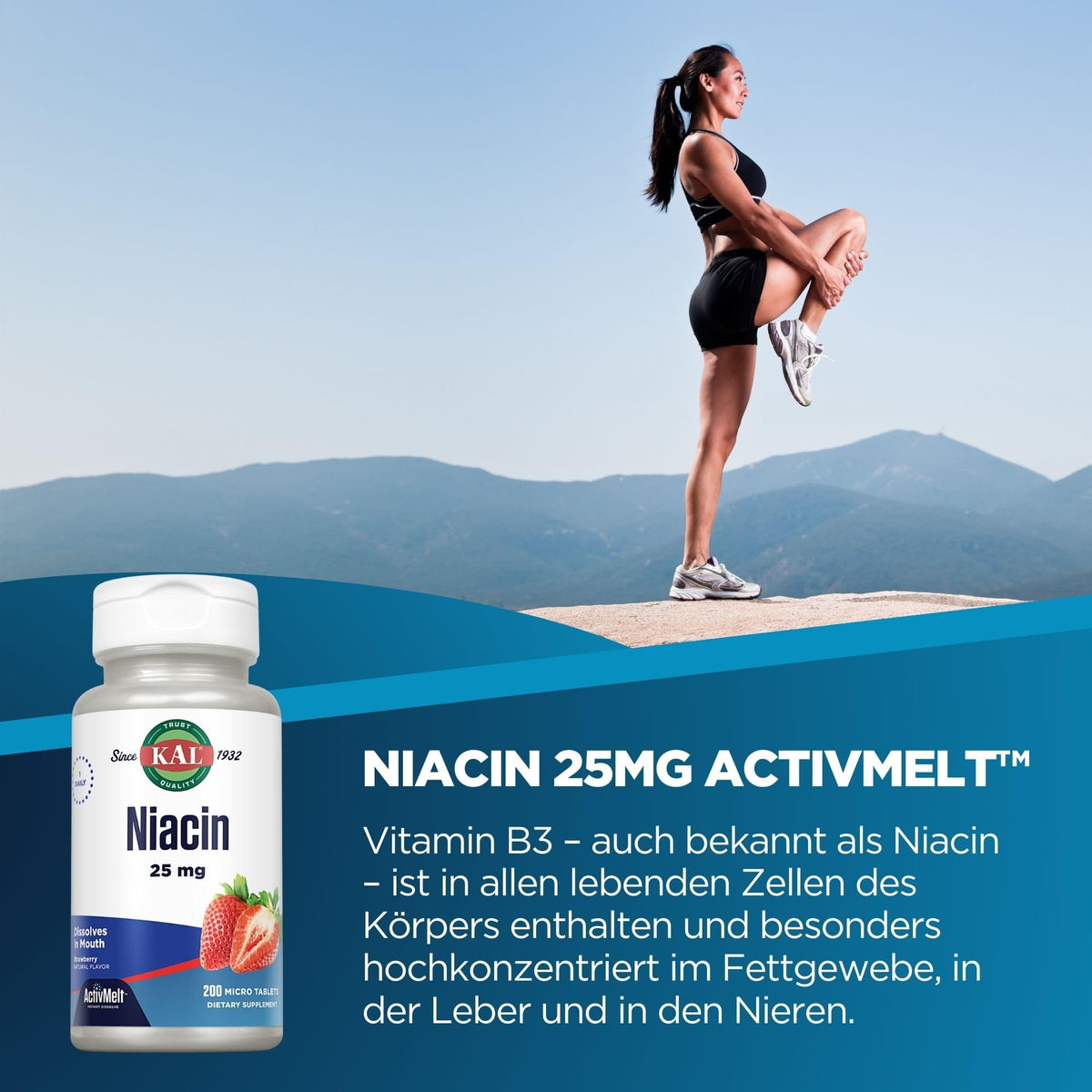 KAL Niacin 25 mg Vitamin B3 Tablets - 200 Count - image 2