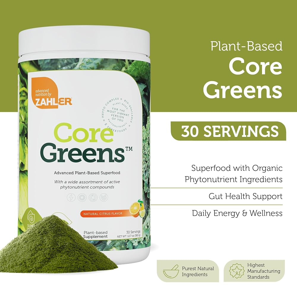 Zahler Core Greens Organic Superfood Powder Citrus - 12.7 oz - image 2