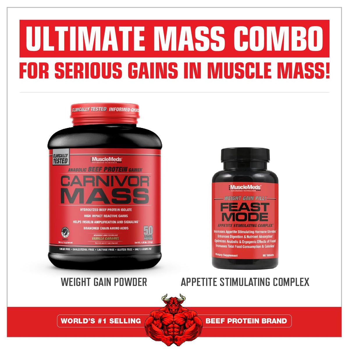 MuscleMeds Carnivor Mass Gainer Beef Protein Powder
