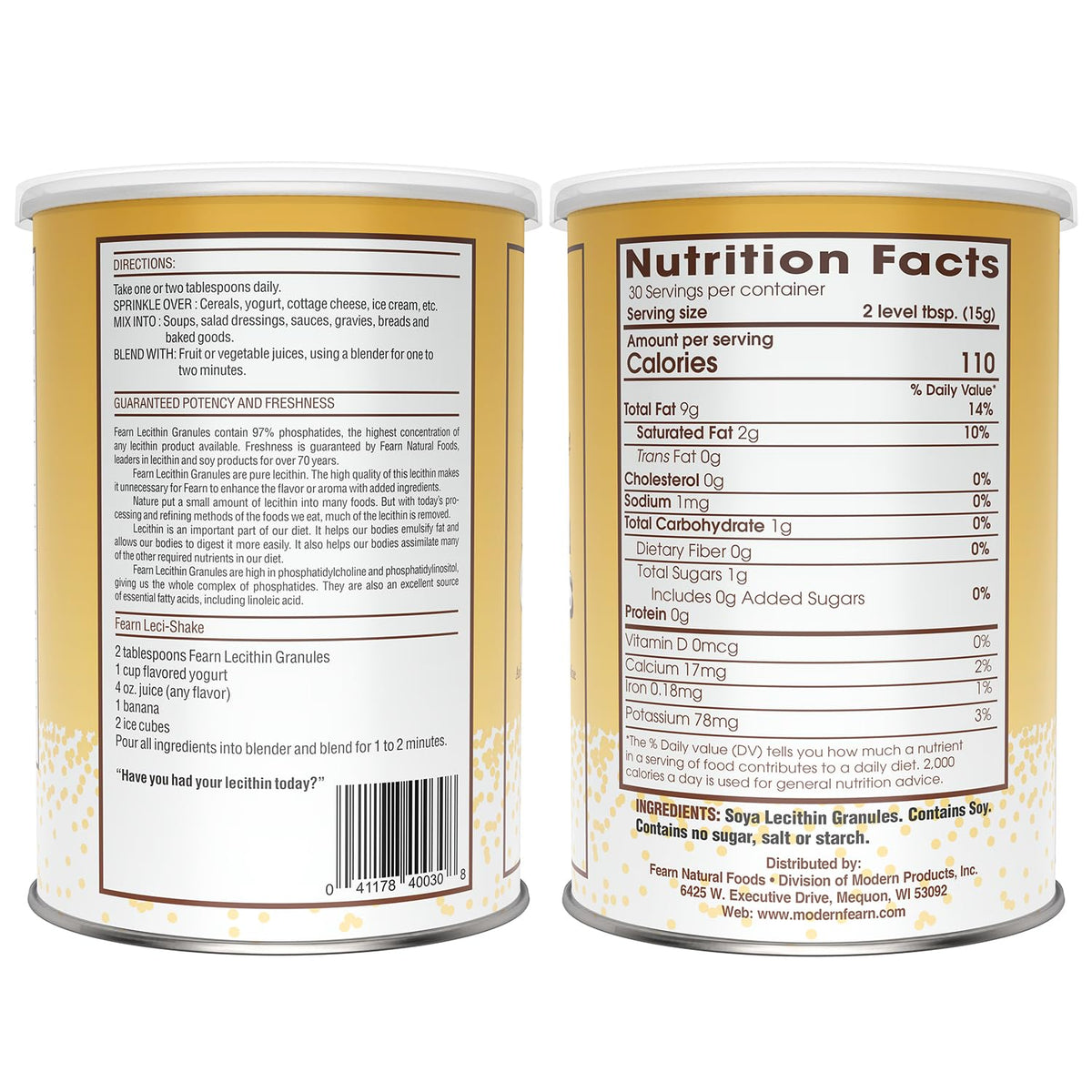 Fearn Soy Lecithin Granules Fat Emulsifier - 16 Oz - image 2