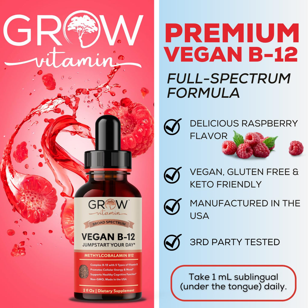 Grow Vitamin Vegan B12 Complex Liquid Sublingual Drops - 2 Fl Oz - image 4