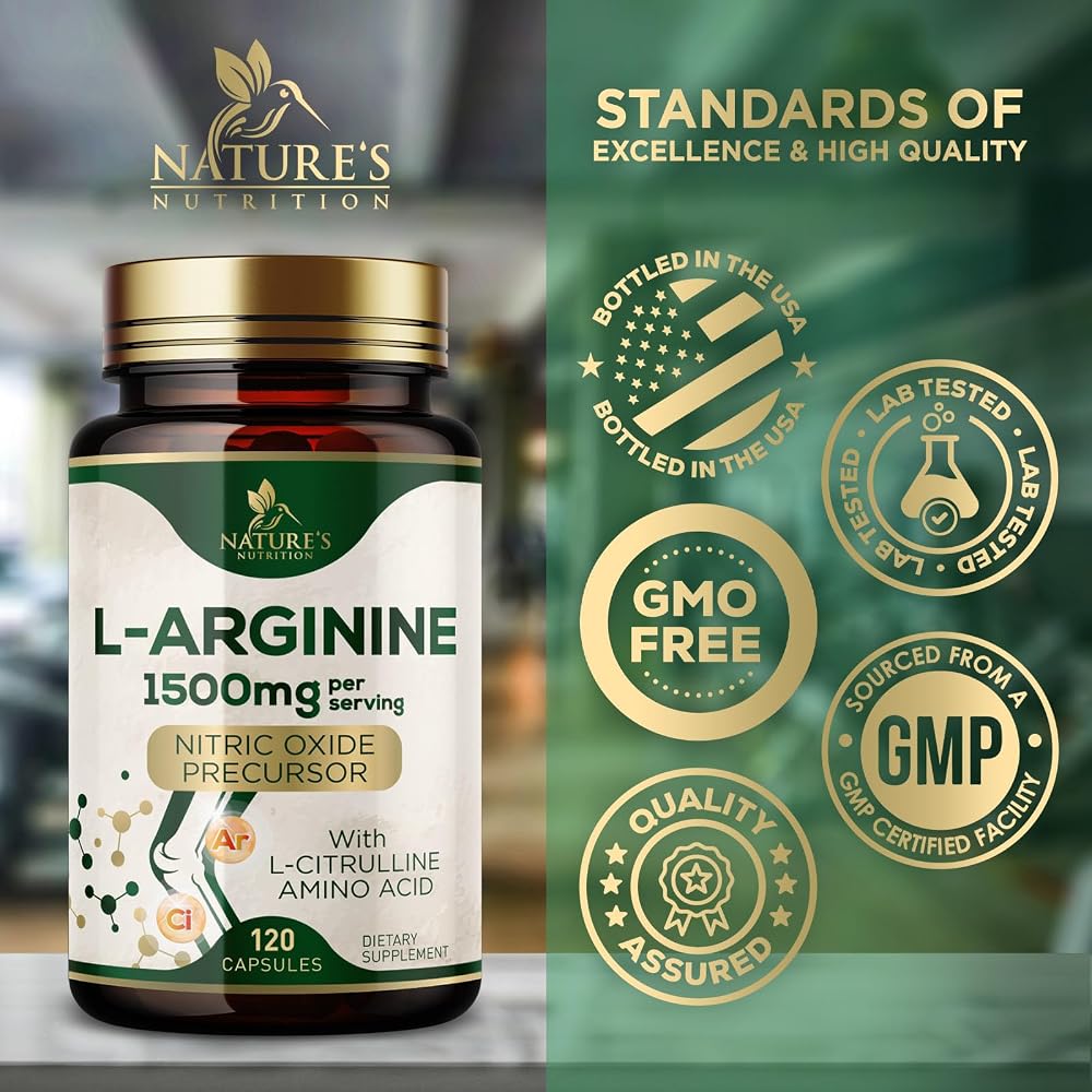 Nature's Nutrition L-Arginine 1000mg Per Serving Supplement