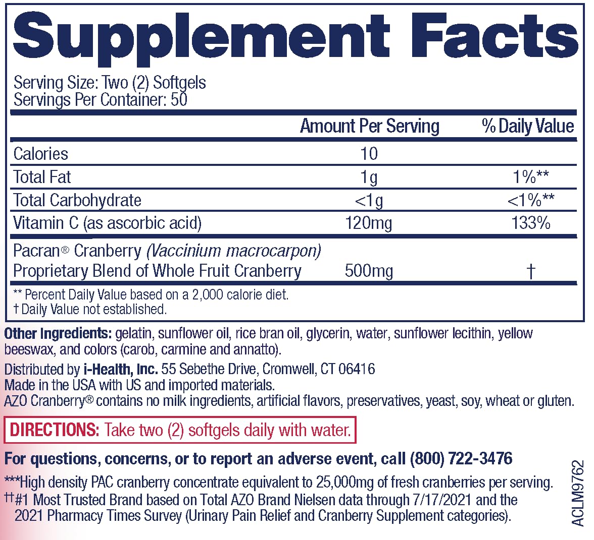 AZO Cranberry Urinary Tract Health Softgels - 100 Count - image 5