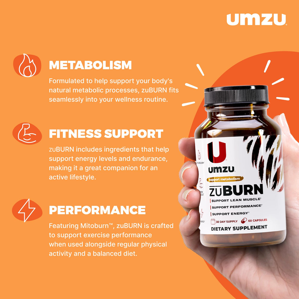 UMZU ZuBurn Energy Support Supplement - 60 Capsules - image 2