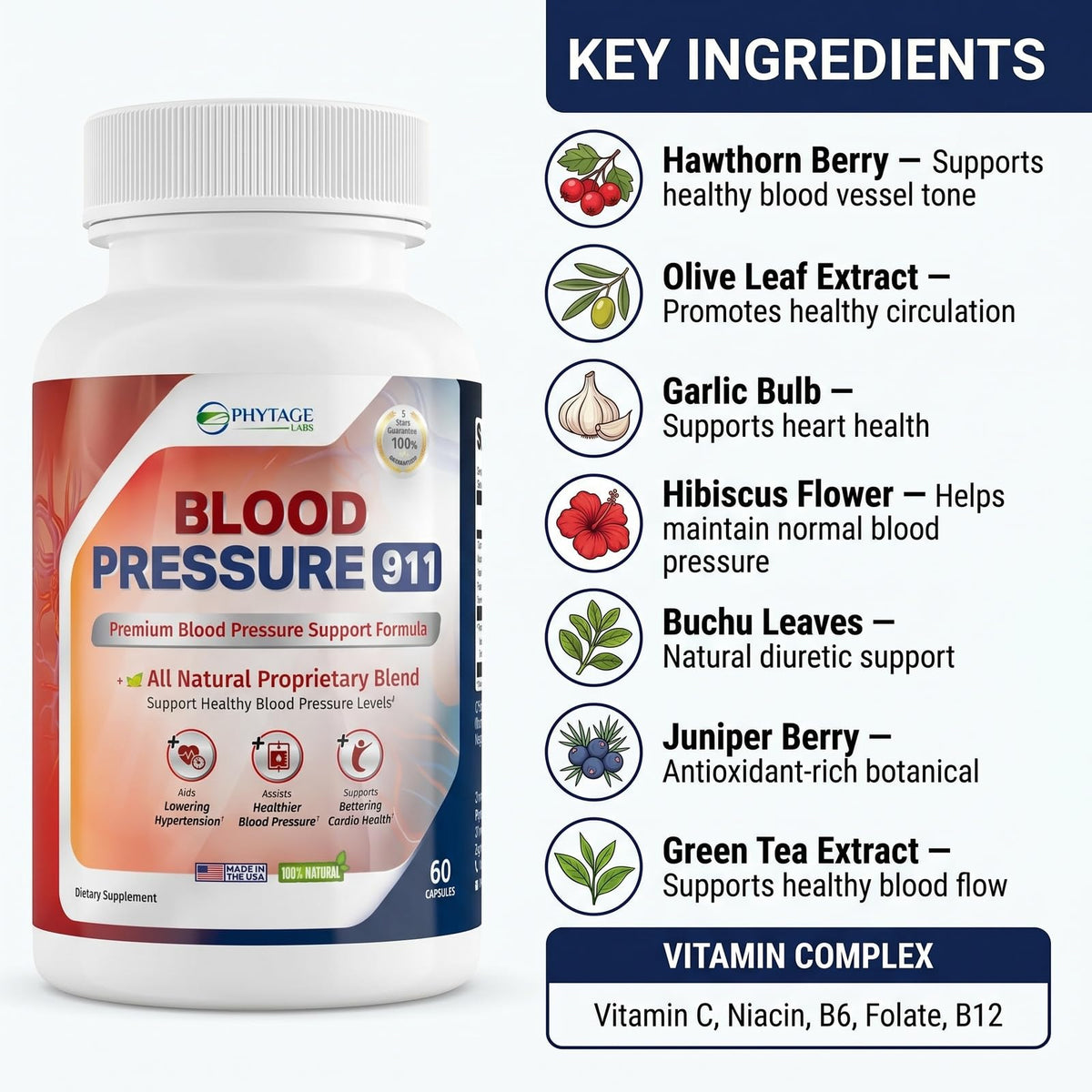Phytage Labs Blood Pressure 911 Heart Support - 60 Capsules - image 3