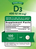 Nature's Truth Vitamin D3 400 IU - 100 Tablets - image 2