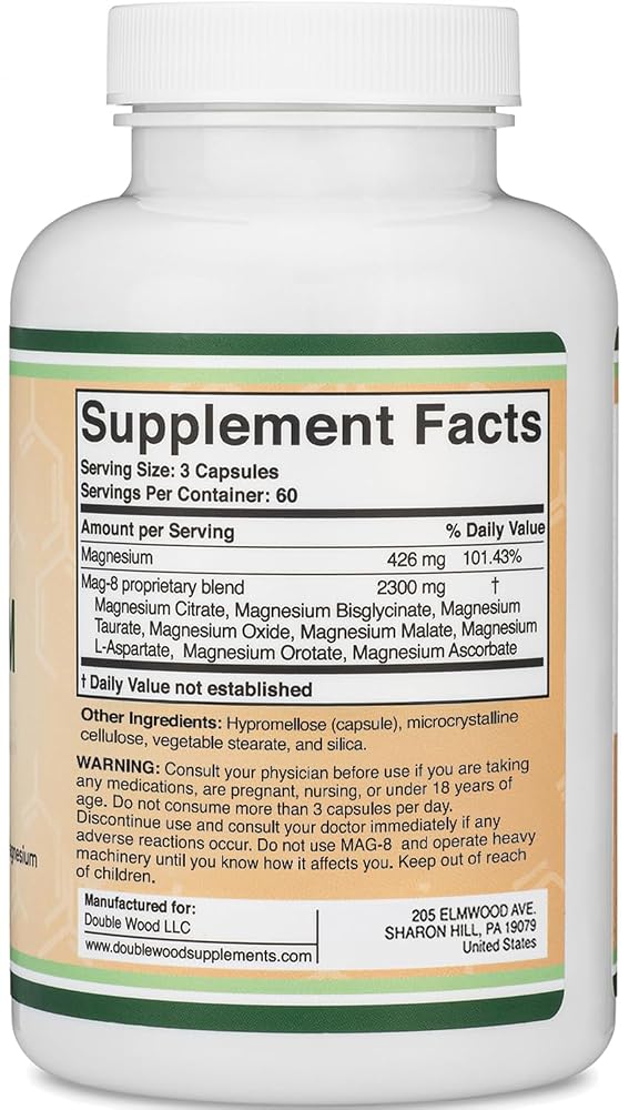 Double Wood Magnesium Complex 8 Forms 426 mg - 180 Capsules - image 3