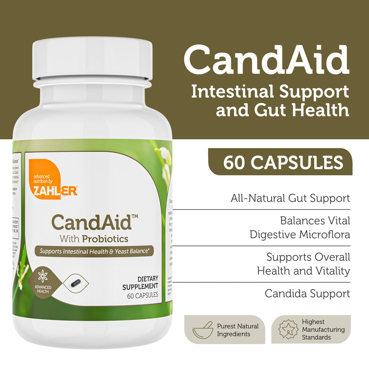 Zahler CandAid Cleanse Probiotic Digestive Health Supplement - 60 Capsules - image 2