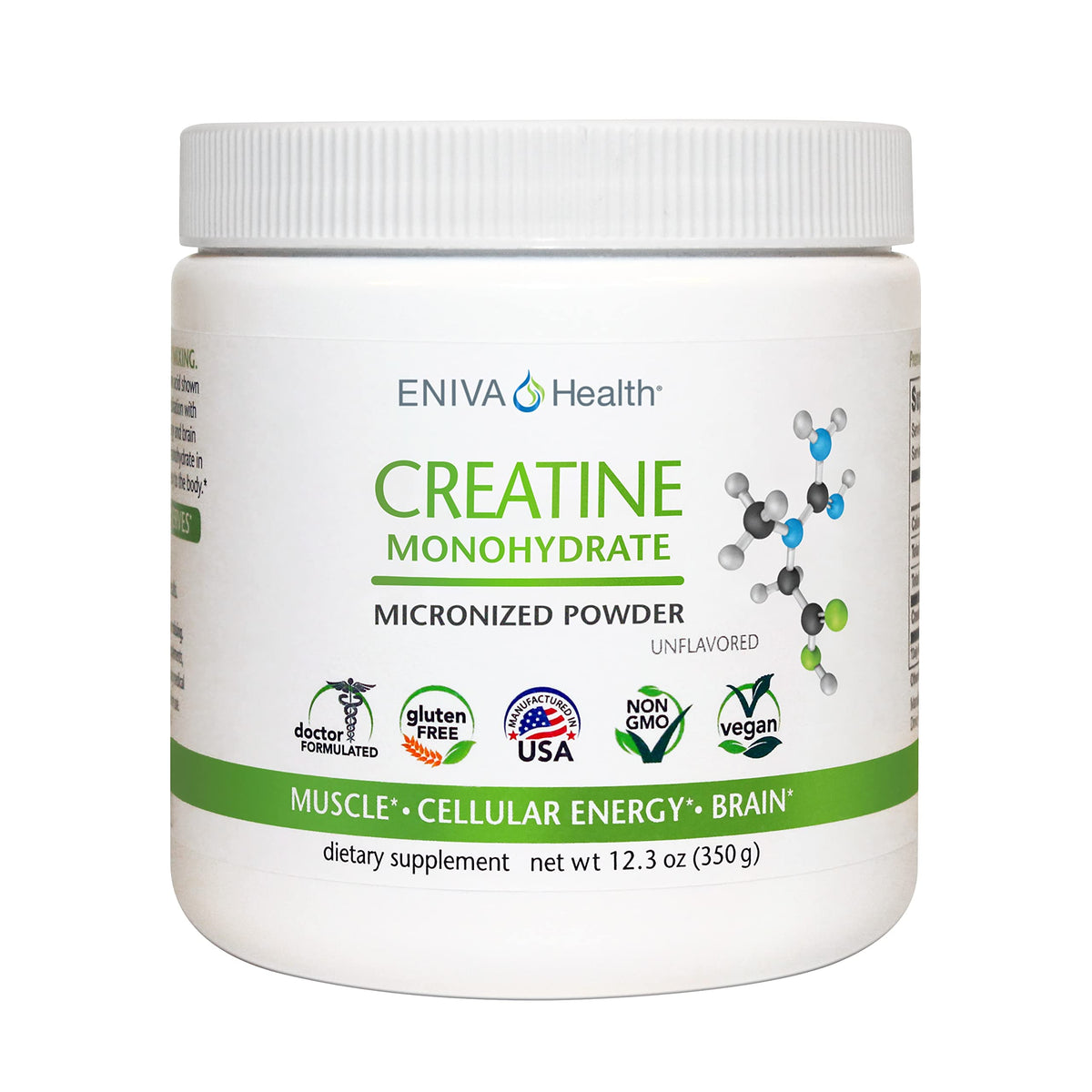 Eniva Creatine Monohydrate Powder Muscle Support - 70 Servings