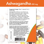 NOW Foods Ashwagandha Extract 450mg Adaptogen - 180 Vegetarian Capsules - image 3