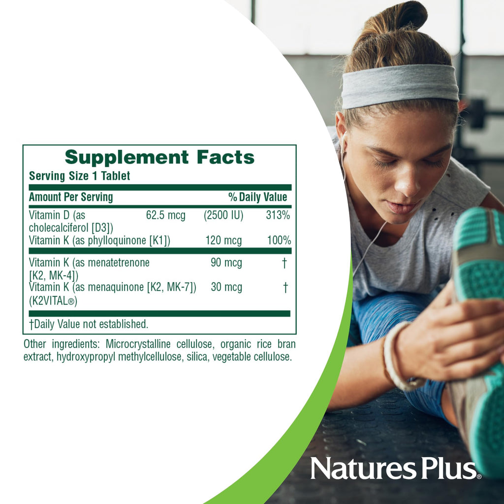 NaturesPlus Vitamins D3 & K2 Bone Support - 90 Tablets - image 4