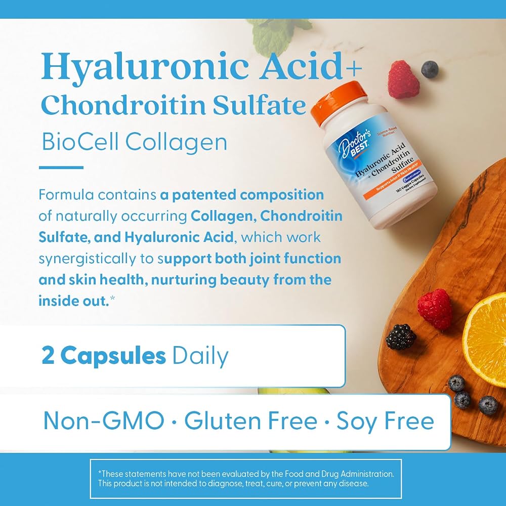 Doctor's BEST Hyaluronic Acid with Chondroitin Sulfate - 180 Vegetarian Capsules - image 4
