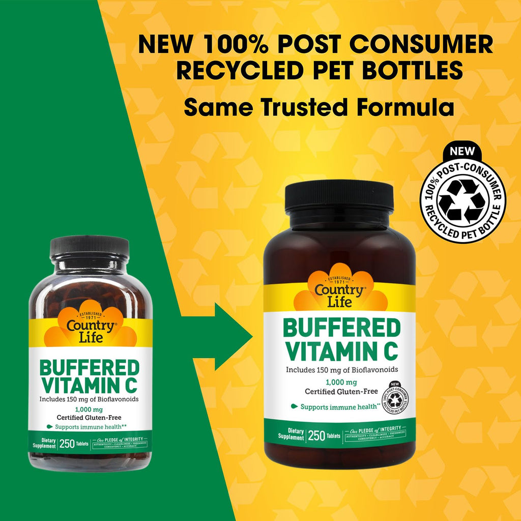 Country Life Buffered Vitamin C 1000 mg - 250 Tablets - image 2