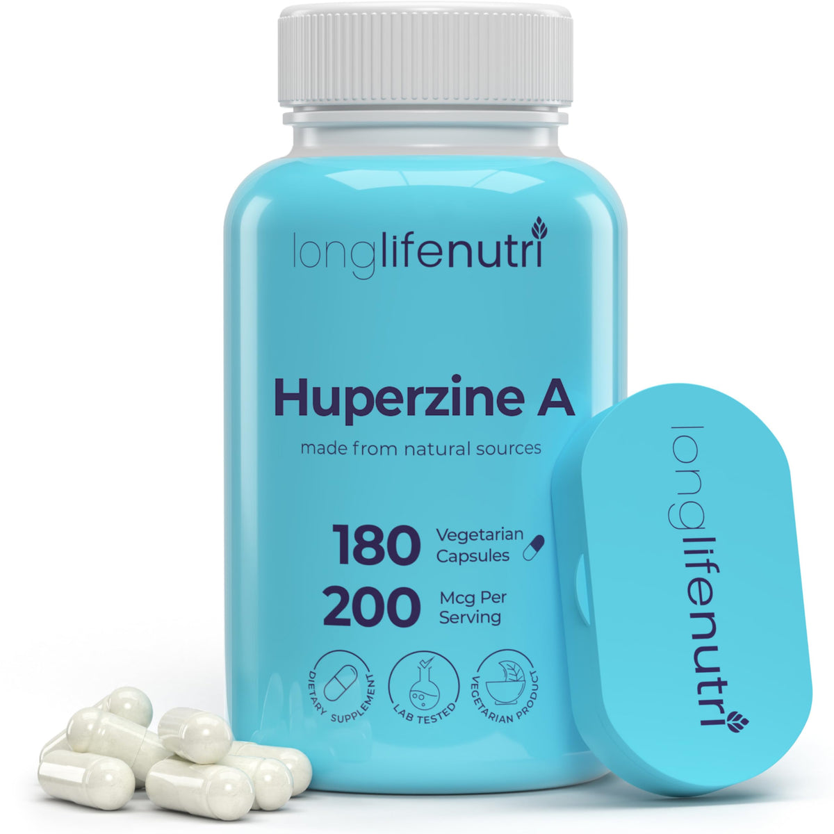 LongLifeNutri Huperzine A 200mcg Brain Nootropic - 180 Vegetarian Capsules