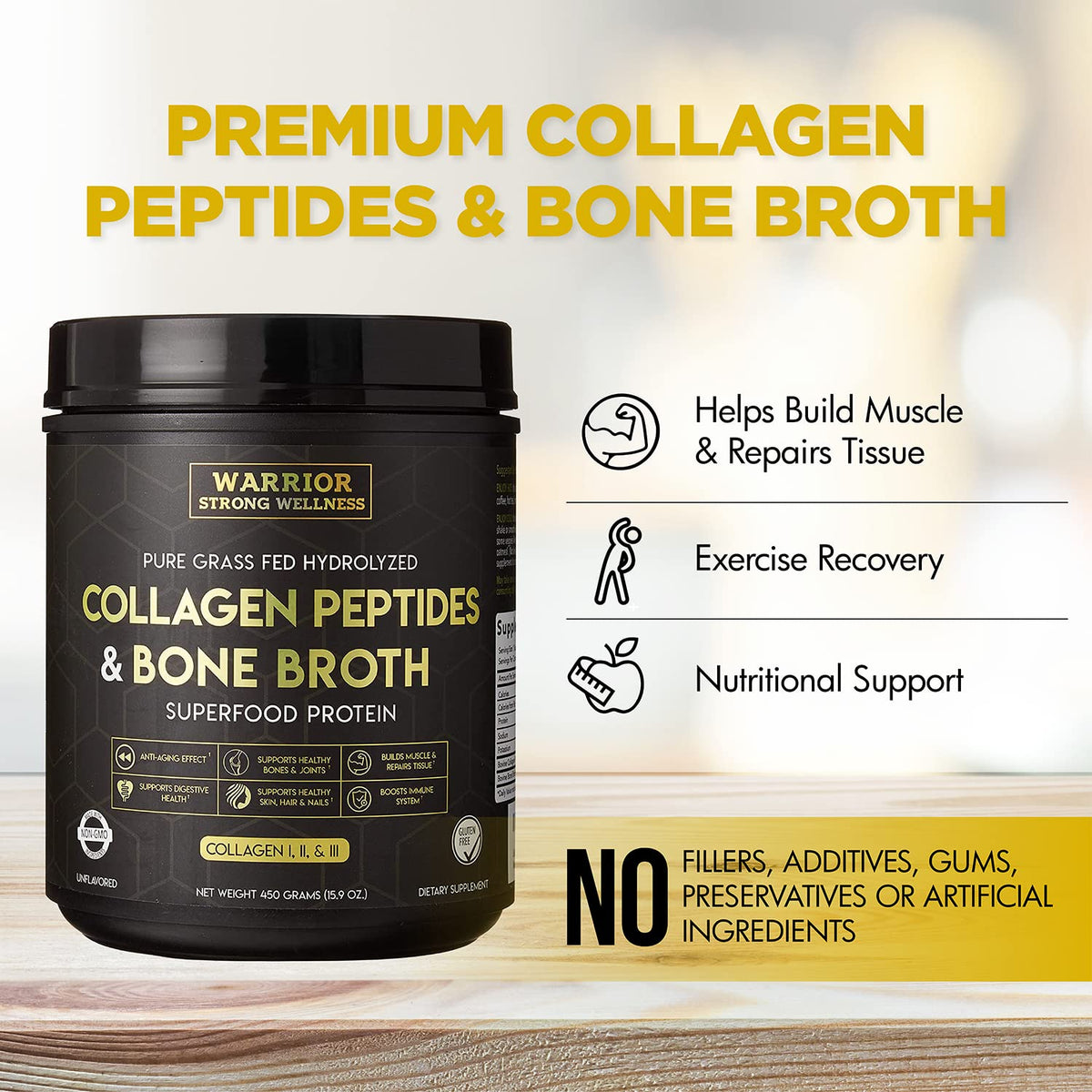 Warrior Strong Wellness Collagen Peptides Bone Broth Powder - 15.9 oz - image 7