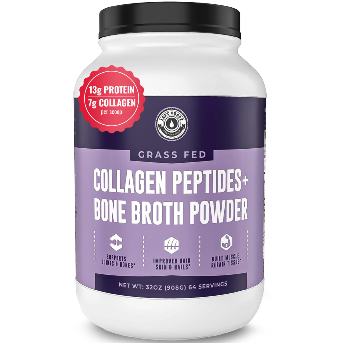 Left Coast Performance Collagen Bone Broth Powder - Grass Fed