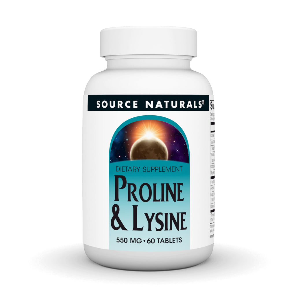 Source Naturals L-Proline & L-Lysine 550mg - 60 Tablets