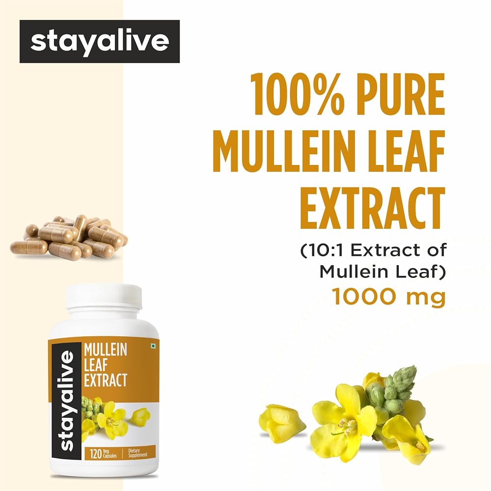 STAY ALIVE Mullein Leaf Extract 1000mg 10:1 - 120 Capsules - image 3