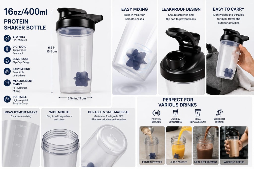 ChezMax Shaker Bottle for Protein Powder (BPA free)