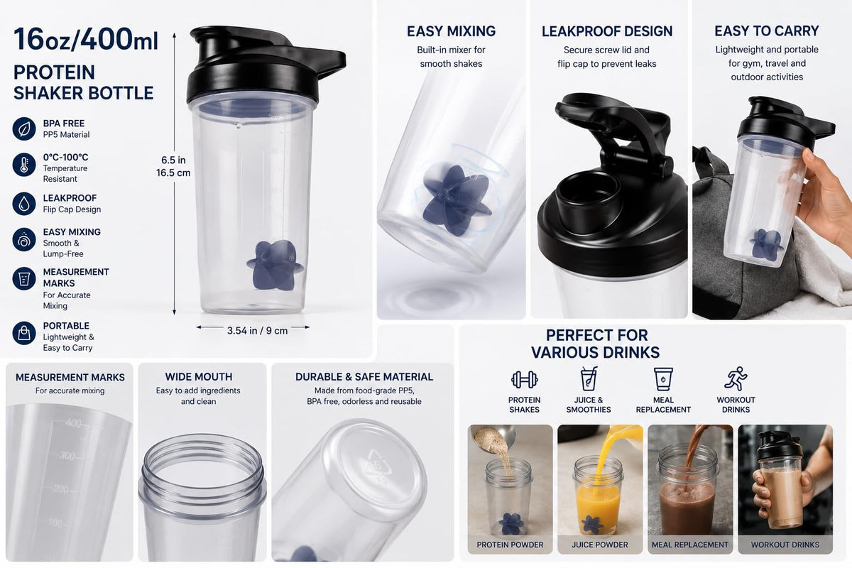 ChezMax Shaker Bottle for Protein Powder (BPA free)