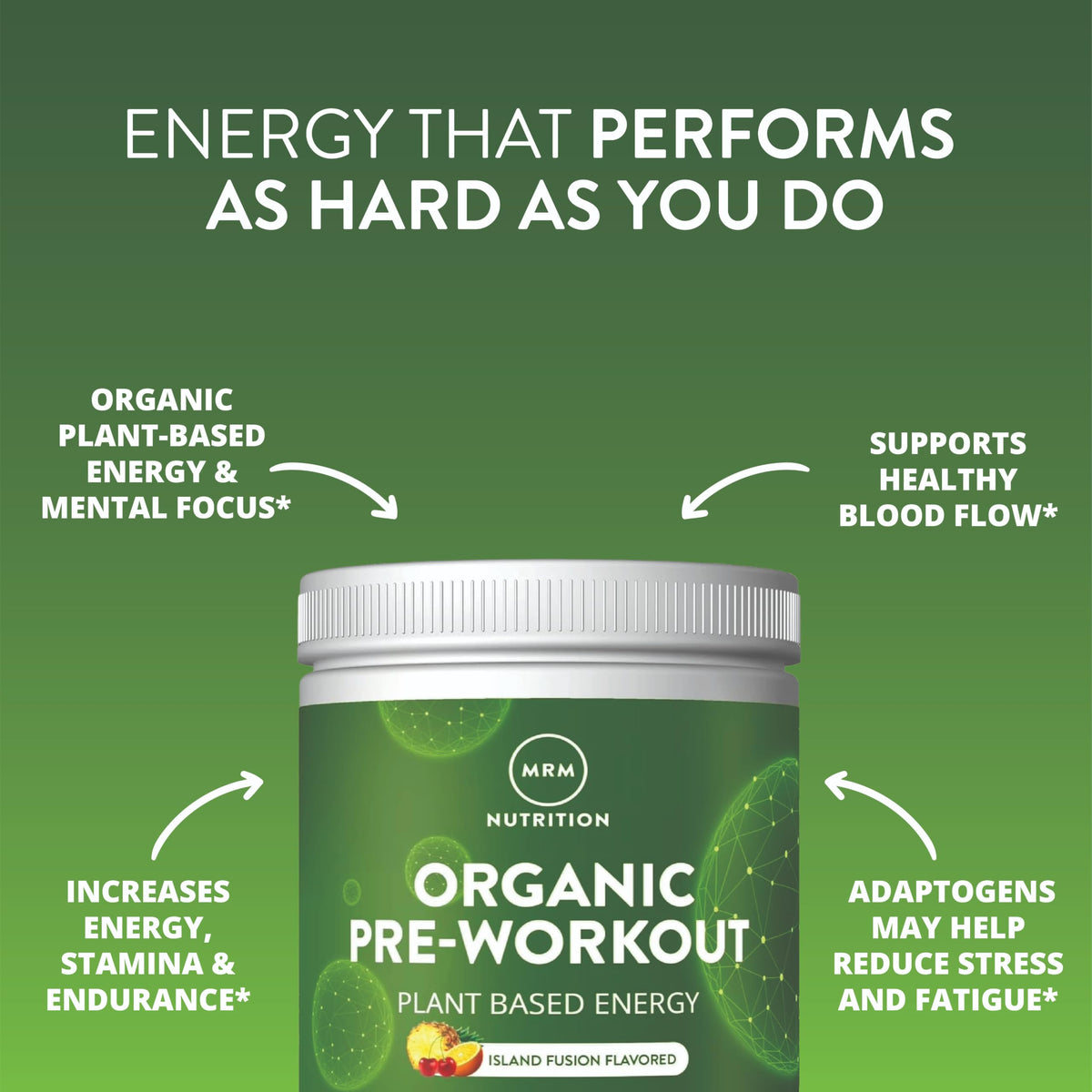MRM Nutrition Organic Pre-Workout Powder Island Fusion - 20 Servings - image 4