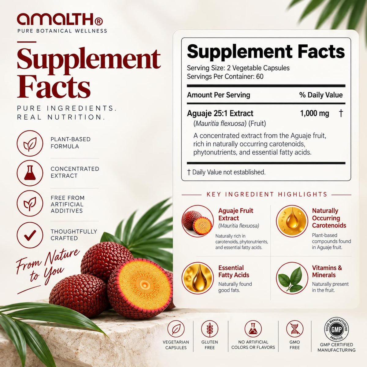 AMALTH Aguaje Curves Capsule for Women 1000 mg - 120 Capsules - image 5