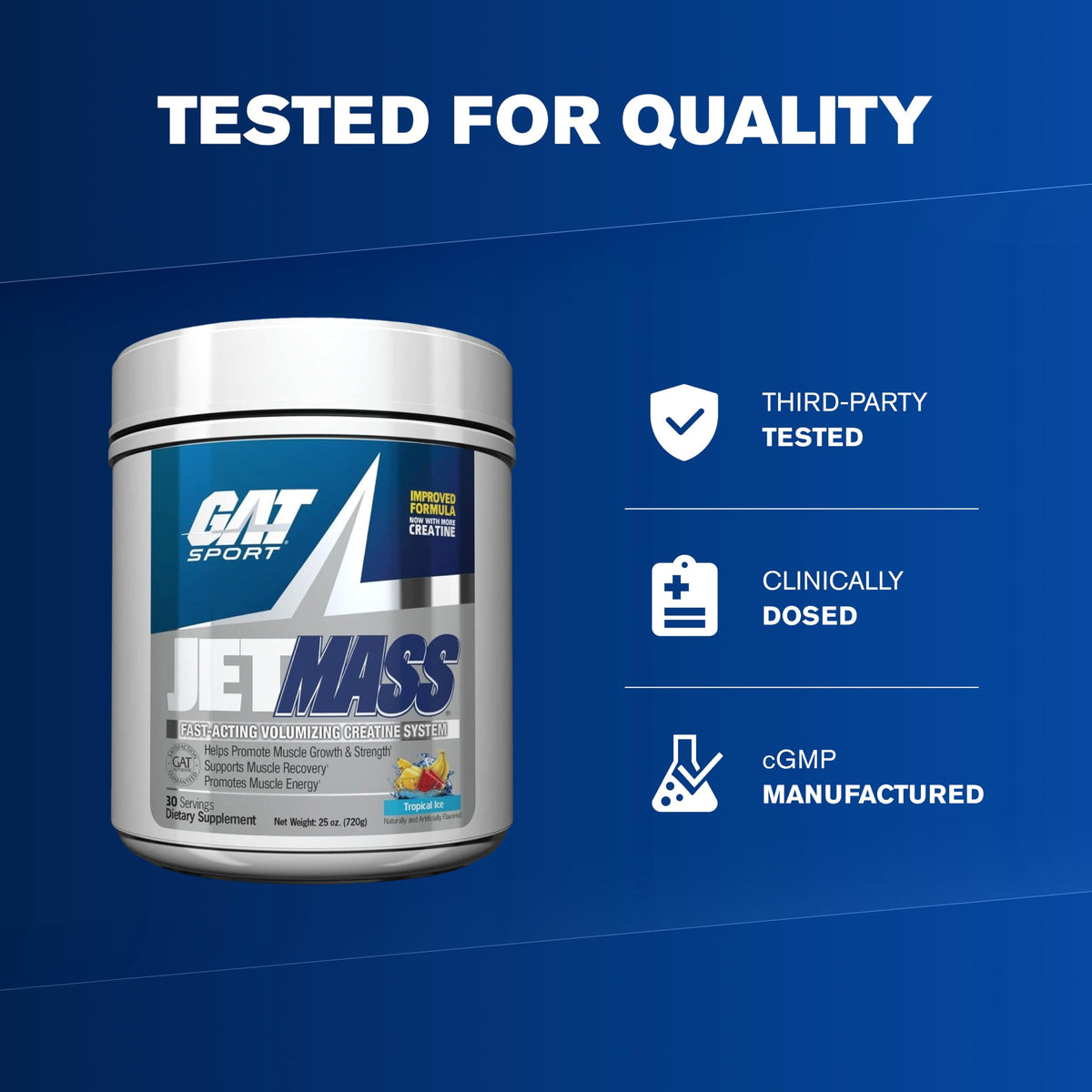 GAT SPORT JETMASS Creatine Powder Tropical Ice - 30 Servings - image 4