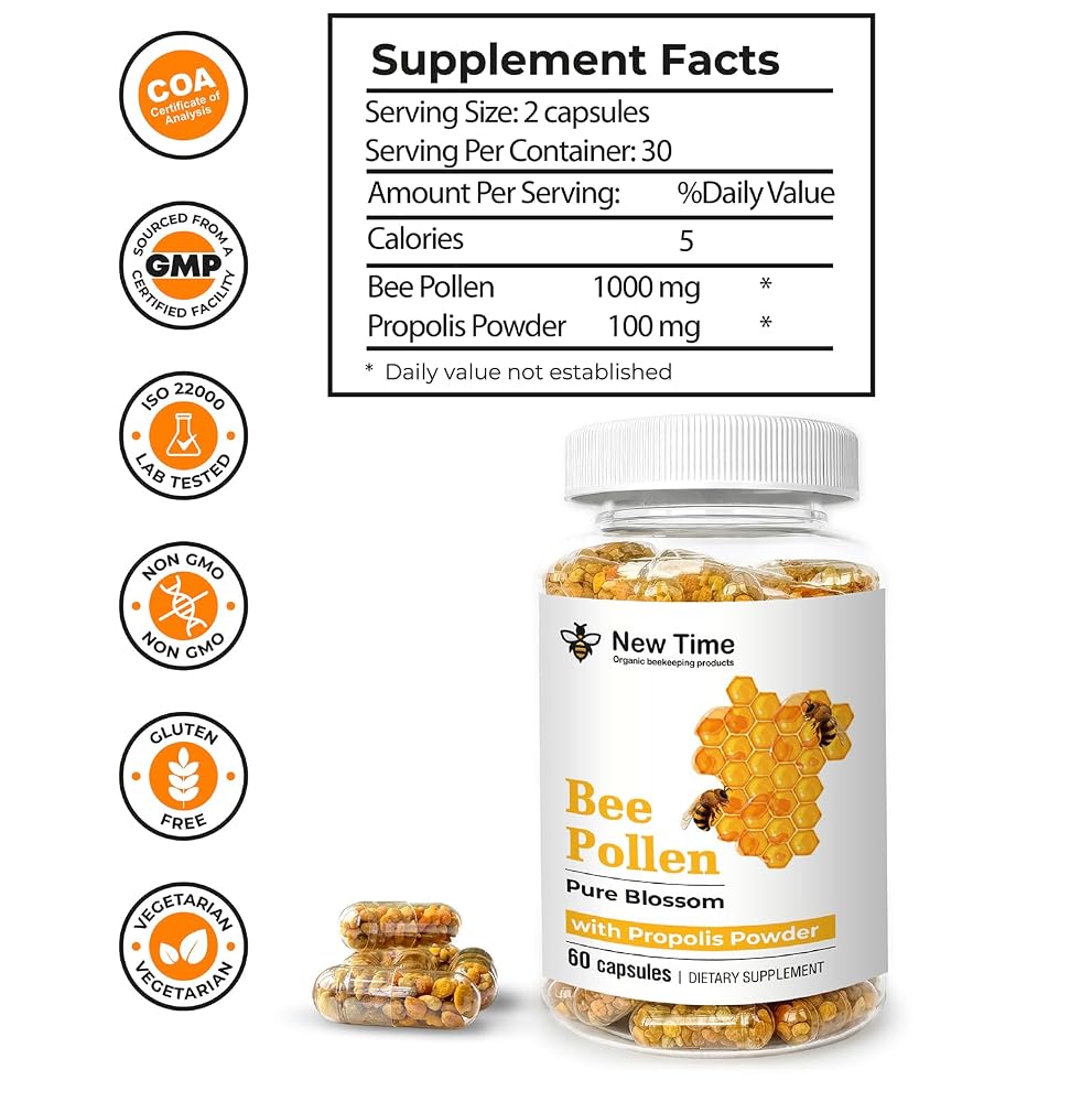 New Time Organic beekeeping products Bee Pollen Capsules