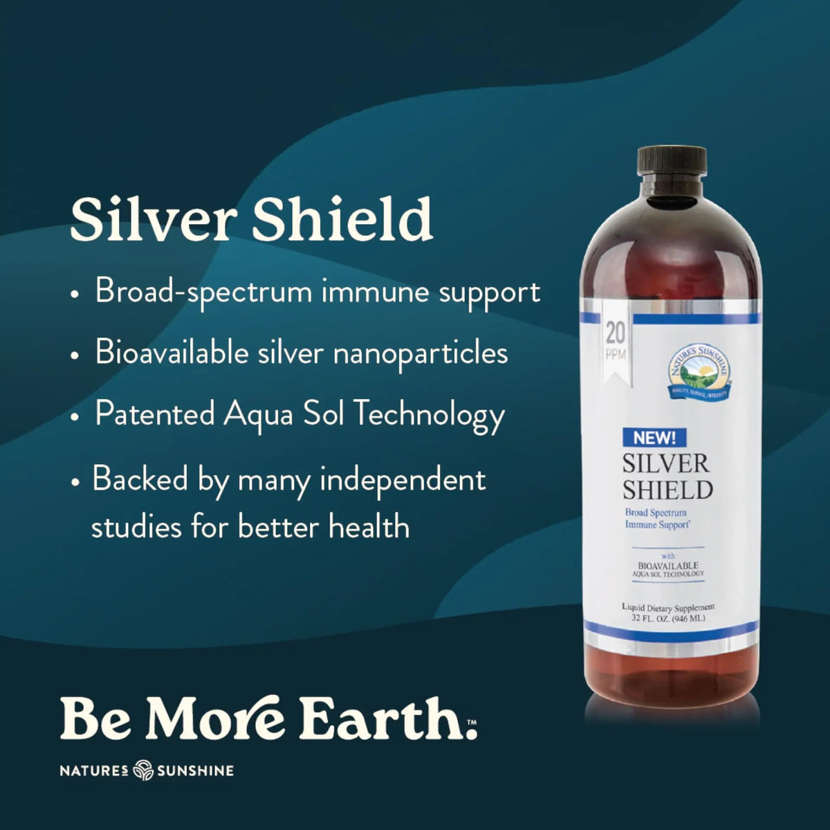 Nature's Sunshine Silver Shield Liquid Colloidal Silver - 32 Fl Oz - image 2