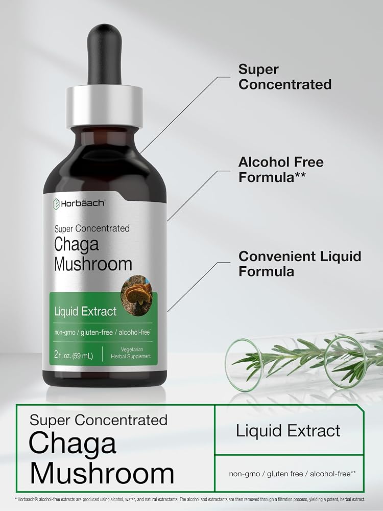 Horbäach Chaga Mushroom Extract Liquid Drops - 2 Fl Oz - image 4