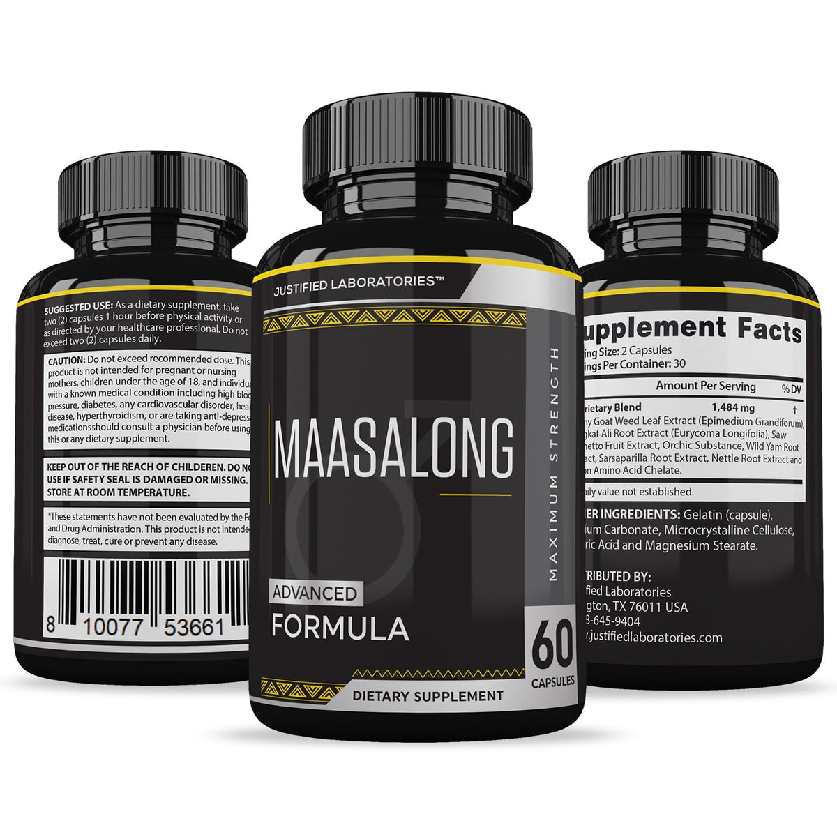 Justified Laboratories Maasalong Advanced Men's Health Formula - 120 Capsules - image 6