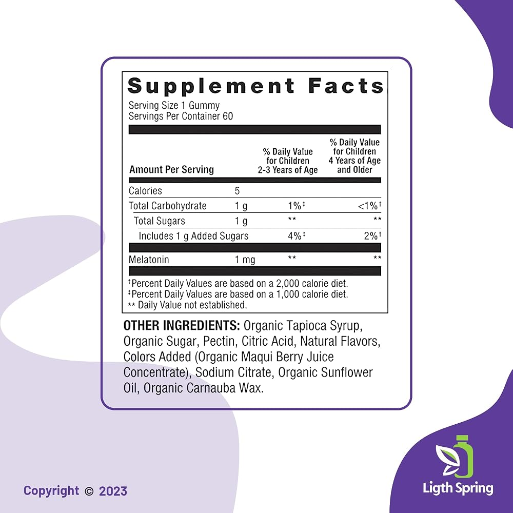 LightSpring Vegetarian Melatonin Gummies for Kids Sleep Support - 60 Count - image 3
