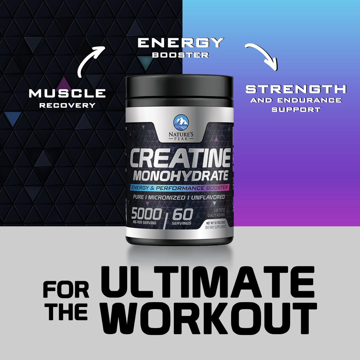 Nature's Peak Creatine Monohydrate Powder 5000mg - 60 Servings - image 5