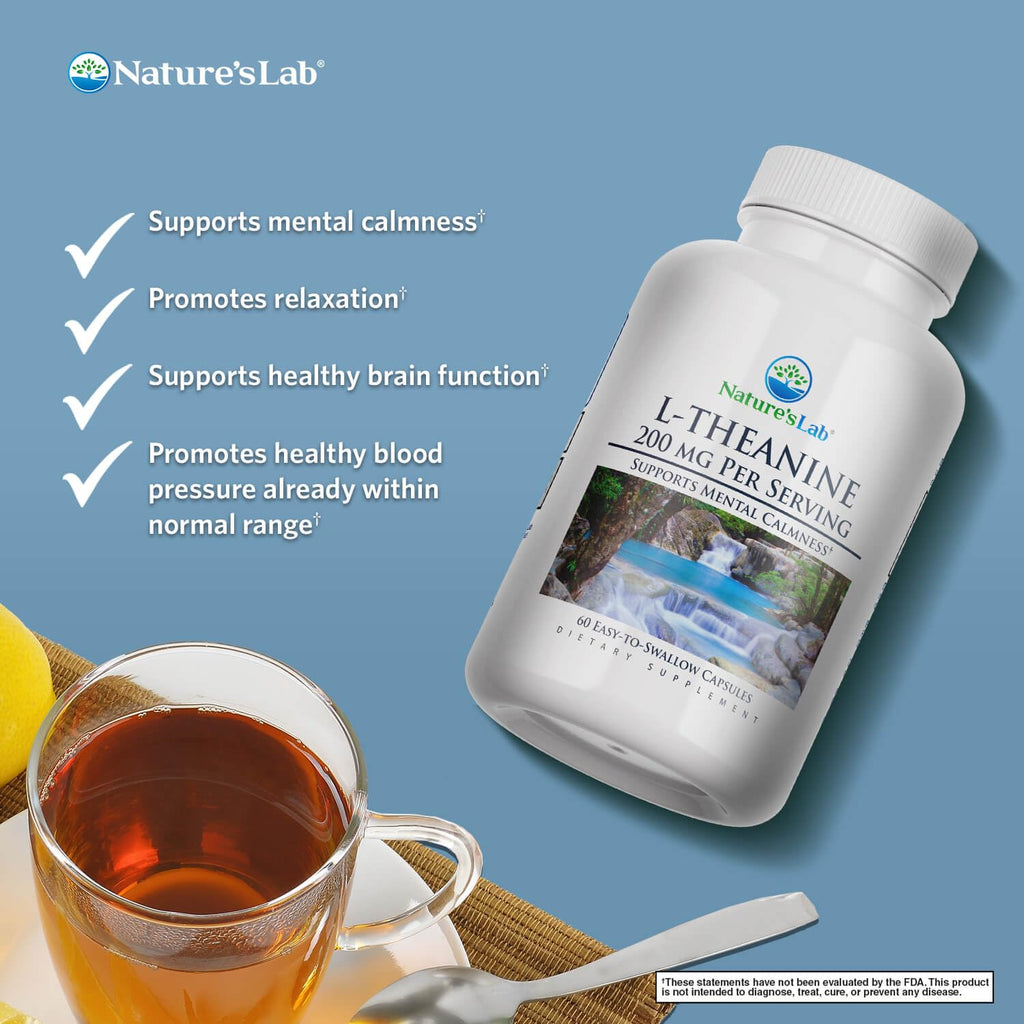 Nature's Lab L-Theanine 200 mg for Calm & Relaxation - 60 Capsules - image 2
