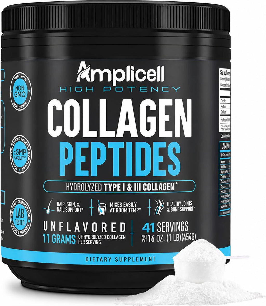 Amplicell Multi Collagen Peptides Powder for Men & Women - 41 Servings