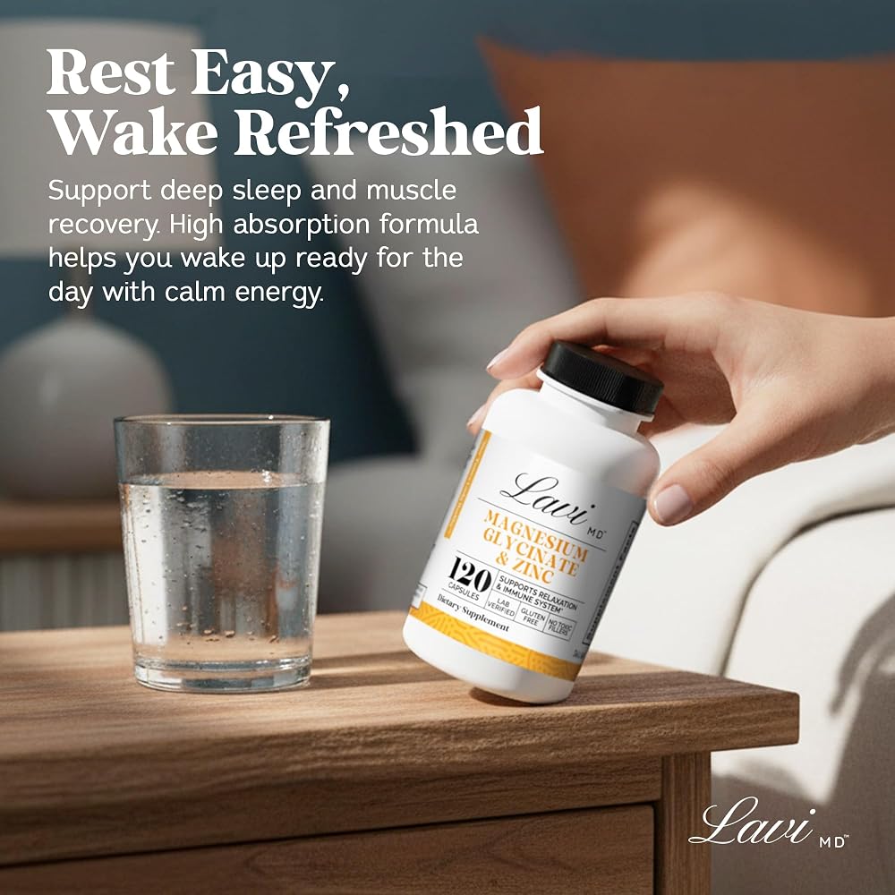 LaviMD Magnesium Glycinate Zinc for Sleep Support - 120 Capsules - image 4
