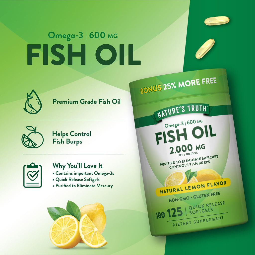 Nature's Truth Omega 3 Fish Oil 2000 mg - 125 Softgels - image 5