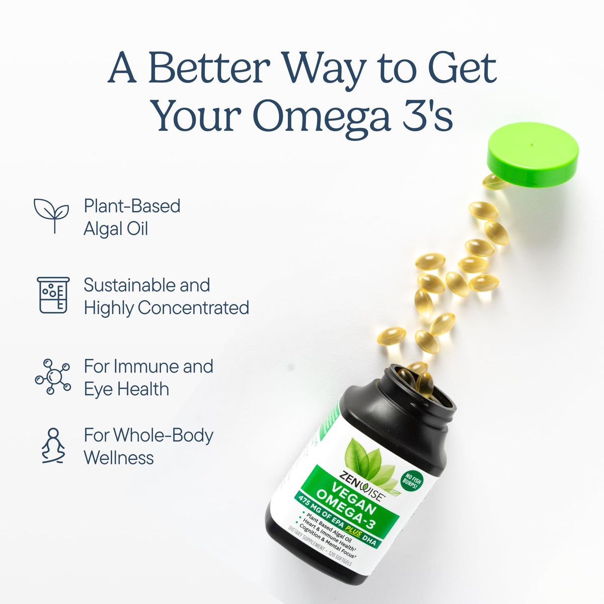 Zenwise Health Vegan Omega-3 Algae Oil EPA DHA - 120 Softgels - image 2