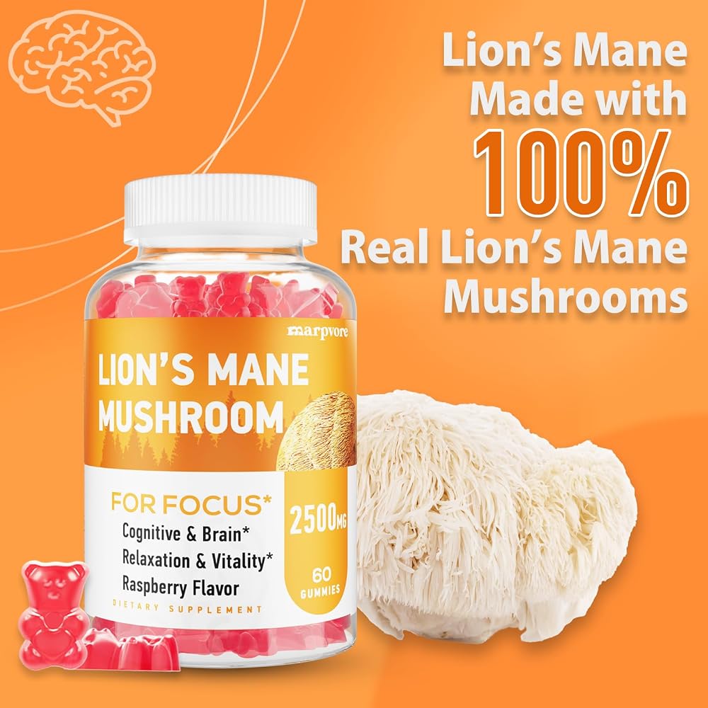 Marpvore Lion's Mane Gummies with Ashwagandha & Alpha GPC - 60 Gummies - image 5