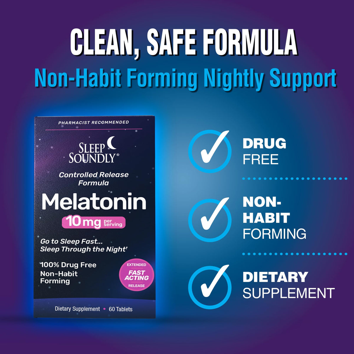 Sleep Soundly Melatonin 10mg Extended Release Sleep Support - 60 Tablets - image 5