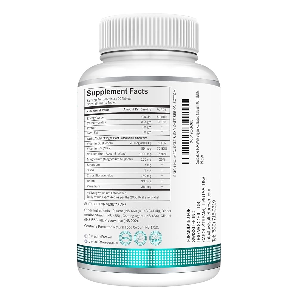 SWISSLIFE FOREVER Vegan Plant Based Calcium - 90 Tablets - image 2