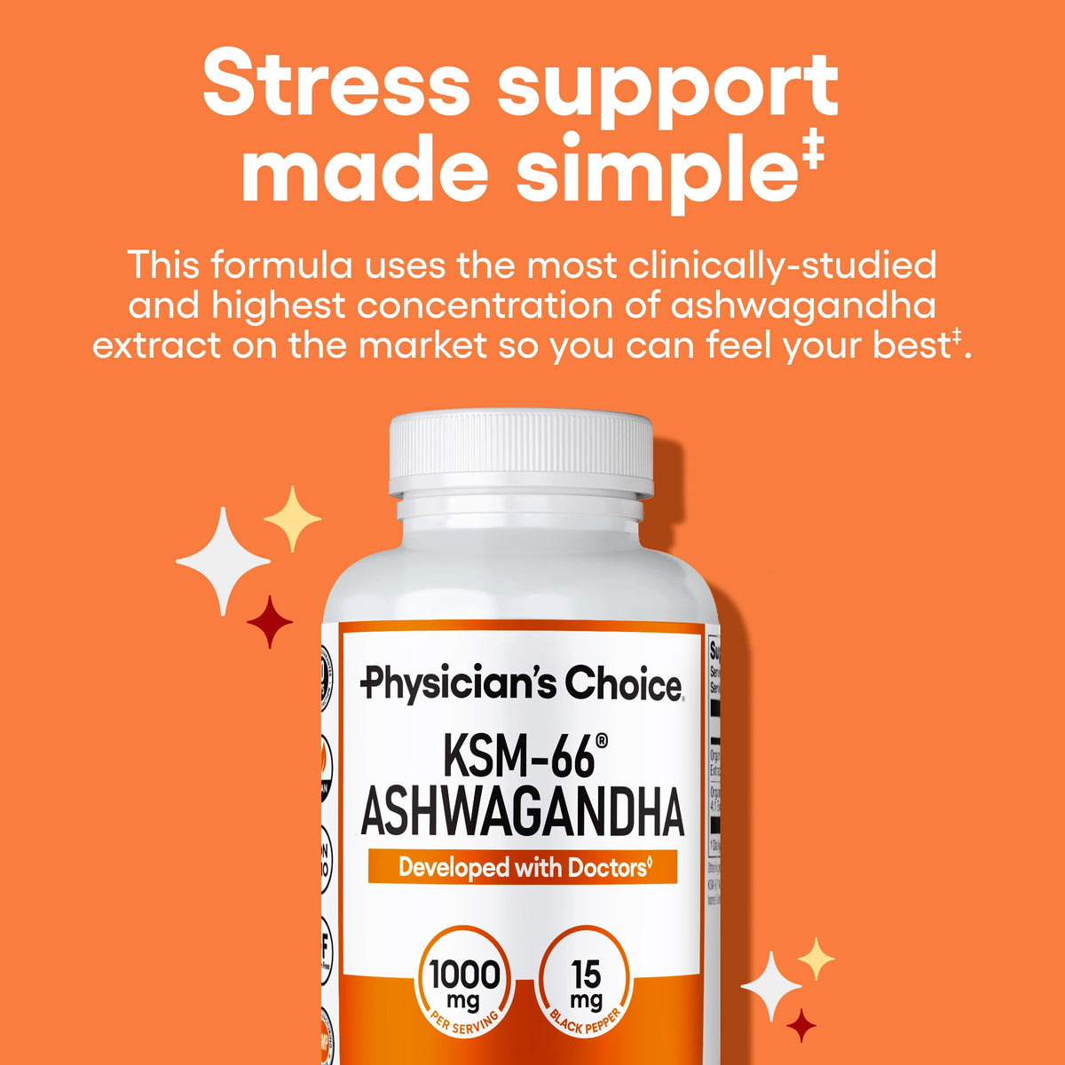 Physician's CHOICE KSM-66 Ashwagandha Root Extract 1000mg - 60 Capsules - image 2
