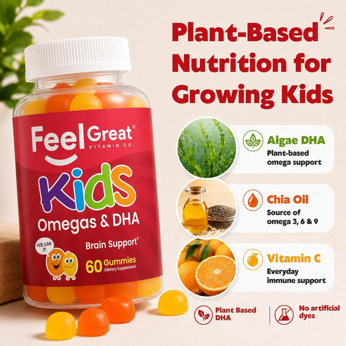 The Feel Great Vitamin Company Omega 3 DHA Gummies for Kids - 60 Count - image 2