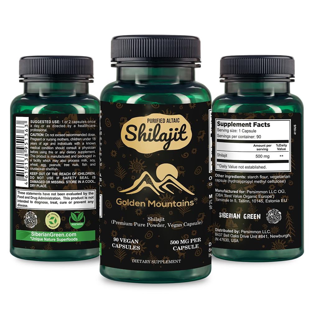 Golden Mountains Shilajit Vegan Capsule 500mg Altai - 90 Count