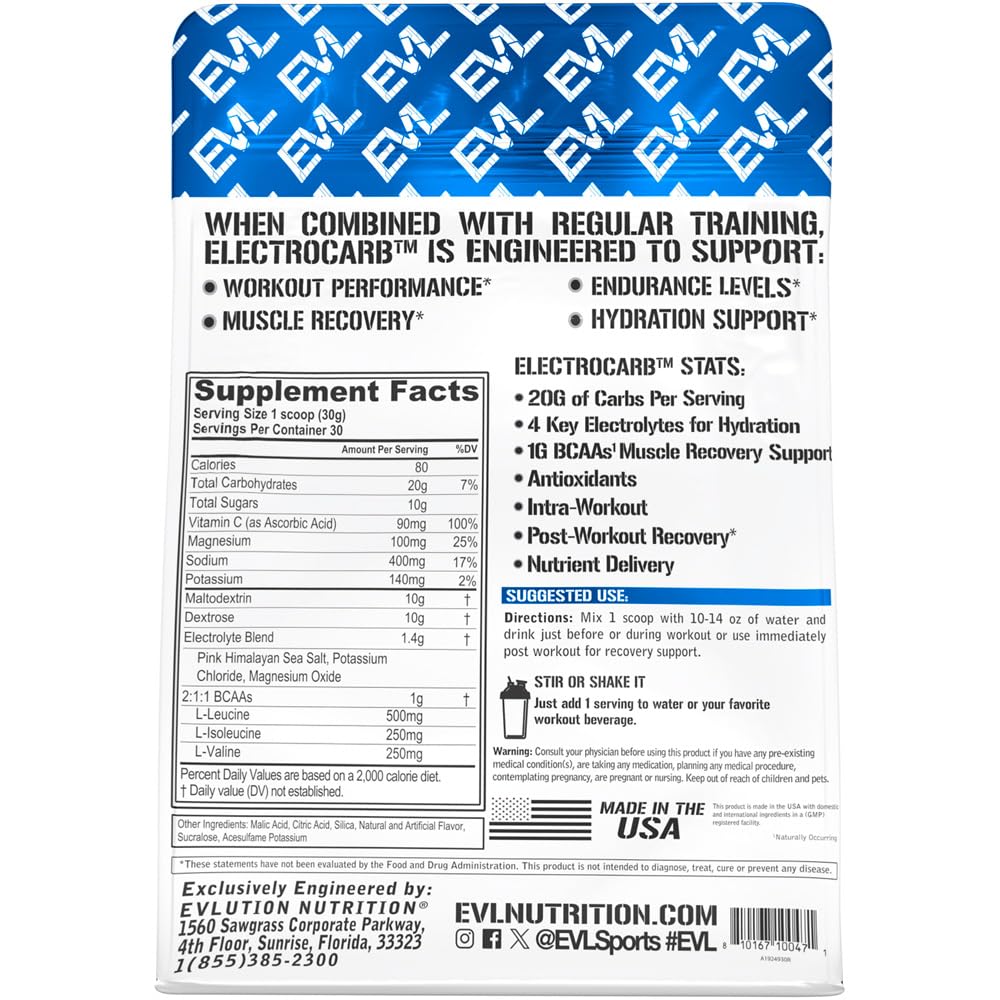 Evlution ElectroCarb Electrolytes + Carbohydrates Powder - 30 Servings - image 2