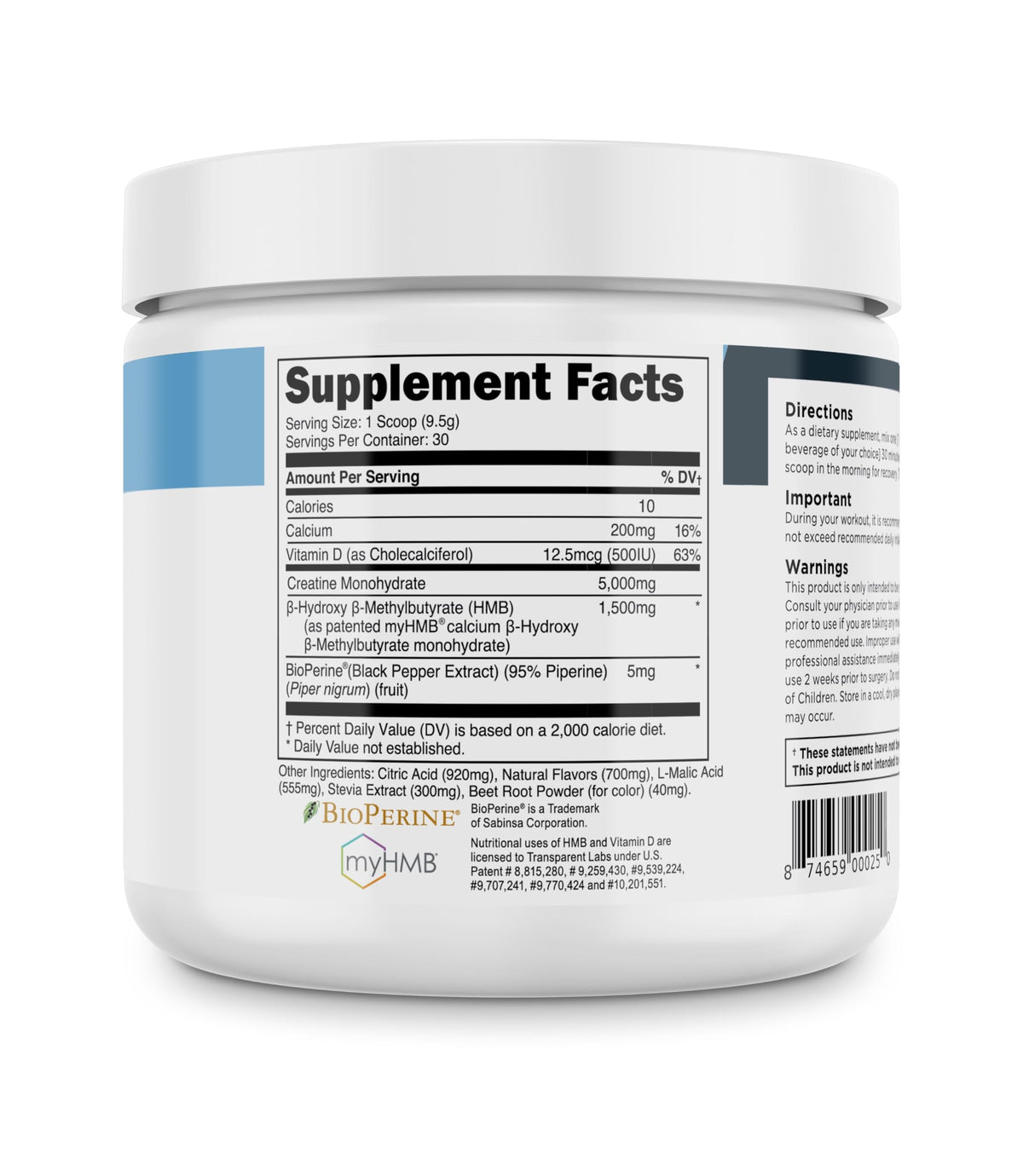 Transparent Labs Creatine HMB - Creatine Monohydrate Powder with HMB