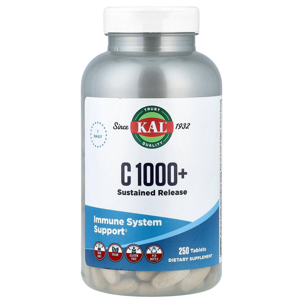 KAL C 1000+ Sustained Release Vitamin C - 250 Tablets